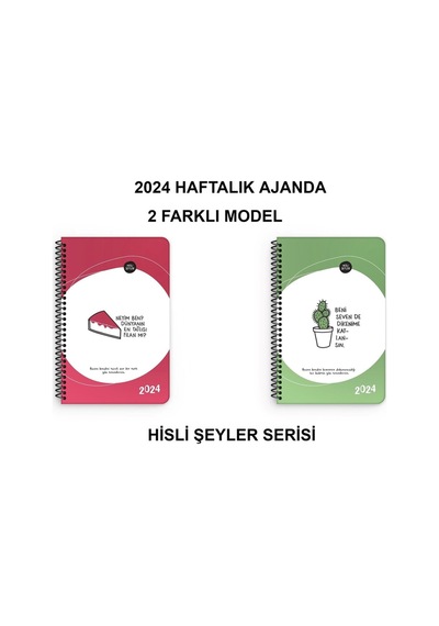 2024 Haftalık Ajanda 2 Adet Dünyanın En Tatlısı -dikenime Katlansın 13x19,5 Çok Renkli