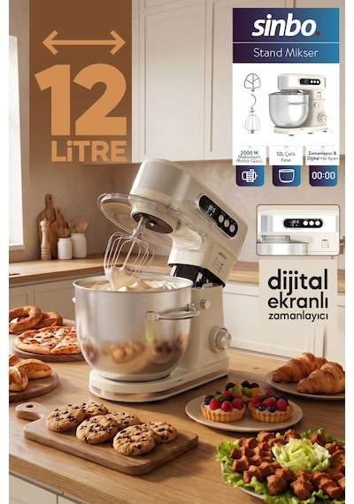 Sinbo Smx-2779 12l Dev Hazneli Dijital Ekranlı Zaman Ayarlı Stand Mikser 2000w Diğer