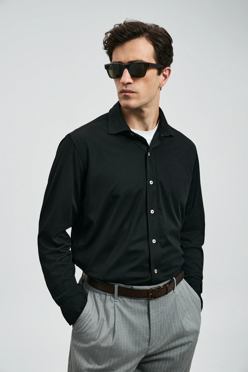 Lufian Carl Erkek Basic Gömlek Regular Fit Siyah Siyah 112010668100100 Siyah