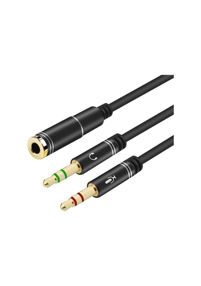 3.5Mm Kulaklık Çevirici Mikrofon Kulaklık Ayırıcı Aparat Siyah