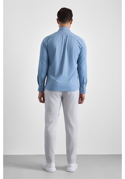 Süvari Buz Mavi Slim Klasik Yaka Düz Casual Gömlek Gm1008400364-m01