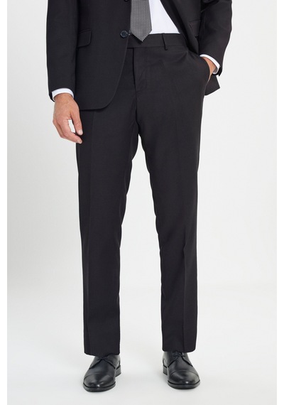 Ac&co Erkek Sıyah Regular Fit Rahat Kesim Mono Yaka Armürlü Takım Elbise Siyah
