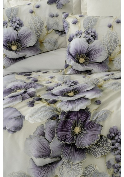 Cotton Box 3d Flower %100 Pamuk Saten - Nayra Krem