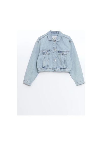 LC Waikiki Lcw Vision İndigo Gömlek Yaka Oversize Crop Kadın Jean Ceket Lıght Indıgo Rod LC Waikiki Lcw Vision İndigo Gömlek Yaka Oversize Crop Kadın Jean Ceket Lıght Indıgo Rod