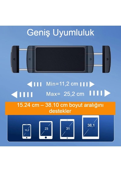 Araç İçi Telefon Ve Tablet Tutucu Silikon Güçlü Vantuz, Ayarlanabilir, Kaymaz, Evrensel Uyum