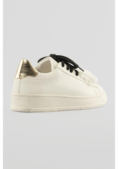 Mubiano Kadın Sneaker Kalın Taban Çift Bağcıklı Günlük Spor Ayakkabı Elvora Beyaz Beyaz