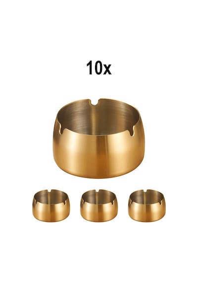 10 Adet Çelik Gold 8cm Kafe Restaurant Lokanta Yuvarlak Kül Tablası Küllük Mt173