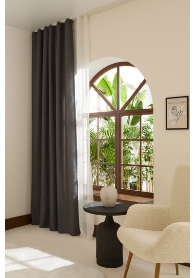 Kaşmir Home Perla Keten Fon Perde Antrasit 150x270 Cm Antrasit