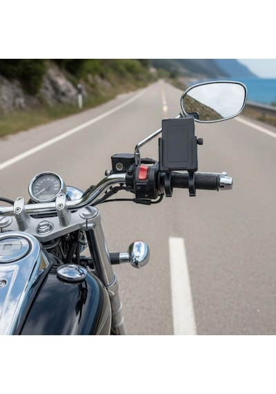 Evrensel Motosiklet Telefon Tutucu Kaymaz, Kilitlenebilir Güvenli Tutuşlu, 360 Ayarlanabilir Gido
