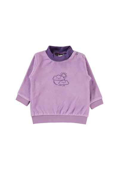 Civil Baby Bulut Baskılı Boğazlı 6-18 Ay Sweatshirt Lila