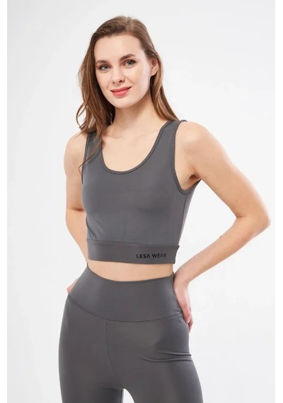 Dogutrend Kolsuz Dalgiç Baskılı Crop - Füme