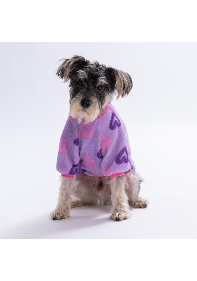 Lila Kalp Desenli LRomance Sweat Dar Kalıp Kedi Köpek Sweati Kedi Köpek Kıyafeti Köpek Peluşu Sıcak Tutan Sweat Mor M