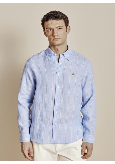 Brooks Brothers Açık Mavi Erkek Düğmeli Regular Fit Çizgili Gömlek Bbss26msh014 Mavi - Bej Brooks Brothers Açık Mavi Erkek Düğmeli Regular Fit Çizgili Gömlek Bbss26msh014 Mavi - Bej
