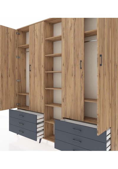 Arges Dolap 13 Raflı 6 Çekmeceli 2 Askılı 220x30x243 Çam-çam/antrasit Atlas Çam/antrasıt Arges Dolap 13 Raflı 6 Çekmeceli 2 Askılı 220x30x243 Çam-çam/antrasit Atlas Çam/antrasıt