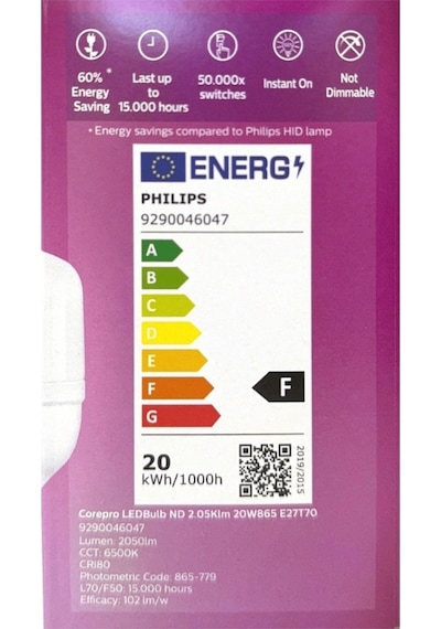 Philips Corepro LED 20W E-27 6500 Kelvın 2050 Lumen Göz Yormaz Kaliteli Beyaz Işık Torch Ampul