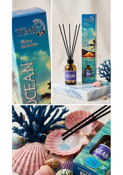 Tıme24 Ocean Oda Kokusu 50 Ml Çubuklu Ortam Kokusu Ferah Deniz Esintisi Ev & Ofis Reed Diffuser Diğer