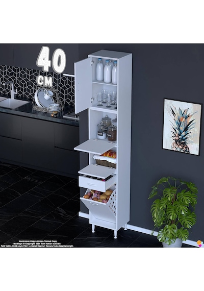 Modilayn Ece Çok Amaçlı Kiler Dolabı Kapaklı Çekmeceli Sepetli - Mutfak Ve Kahve Düzeni 40 Cm Beyaz Modilayn Ece Çok Amaçlı Kiler Dolabı Kapaklı Çekmeceli Sepetli - Mutfak Ve Kahve Düzeni 40 Cm Beyaz