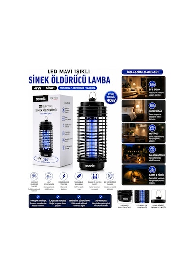 4w - Siyah Kokusuz Taşınabilir Led Mavi Işıklı Sinek Öldürücü S24 Pro 5705