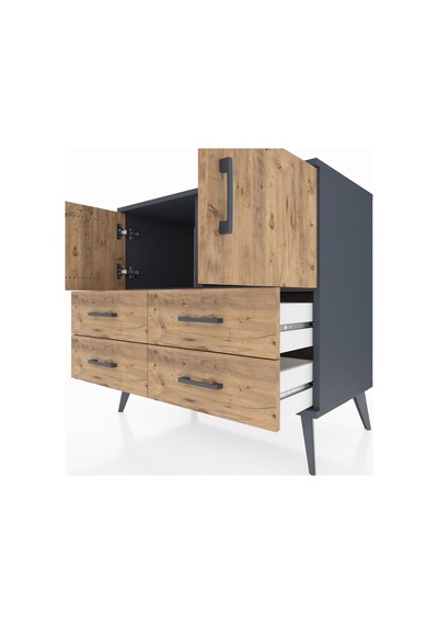 Hyperion Şifonyer 2 Raflı 4 Çekmeceli 2 Kapaklı 88x44x80 Antrasit-çam Çam Hyperion Şifonyer 2 Raflı 4 Çekmeceli 2 Kapaklı 88x44x80 Antrasit-çam Çam