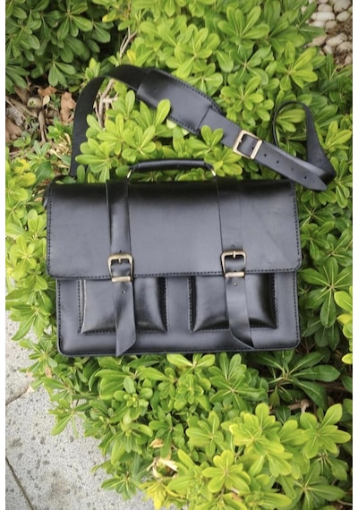 Nyc Giyim Tekstil Hakiki Dana Derisi El Dikişli Deri Evrak Çantası, Omuz Askılı, Çok Gözlü, 35x26x9 Cm, Laptop Ve Tablet İçin İdeal,siyah,kahve,taba Carzy Renk Seçenekleriyle,
