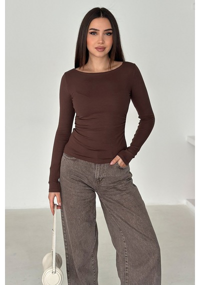 Noa & Noa Kadın Omuz Açık Fit Bluz Burgundy Glow Kahverengi