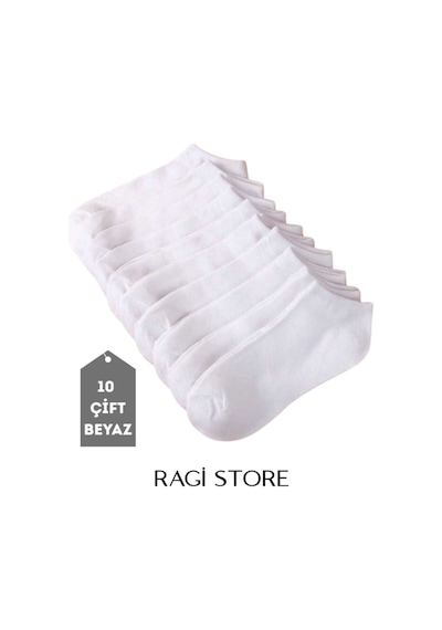 Ragi Store Unisex Patik Çorap 10 Çift Beyaz
