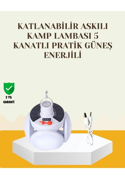 Mey İthalat Güneş Paneliyle Şarj Olan Katlanabilir Led Çadır Lambası 5 Kademeli Aydınlatma Çok Renkli 09538069
