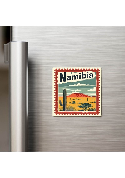Namibya Namibia - Posta Pulu Temalı Ülke - Baskılı Buzdolap Magneti Kare - 9x9 Cm
