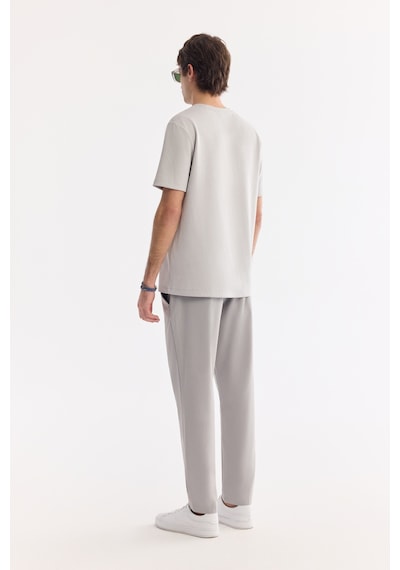 Avva Erkek Gri Bisiklet Yaka Baskılı Bi-stretch İnterlok Regular Fit T-shirt A61y1061