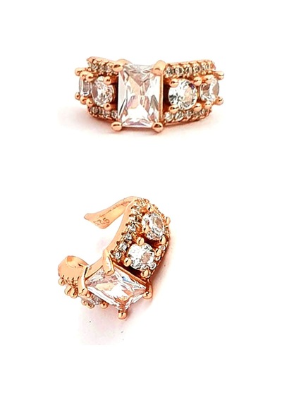 Pırlanta Işıltısında Zirkon Taşlı Gümüş Rose Sıkıştırmalı Kıkırda N11.76048