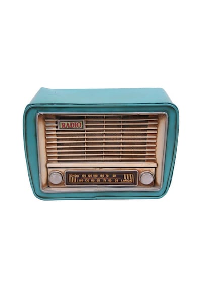 Dekoratif Metal Radyo Kumbaralı Vintage Hediyelik