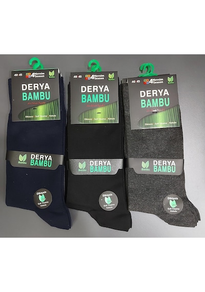 Derya Erkek Dikişsiz 4 Mevsim Bambu Uzun Çorap 6 Adet Cok Renklı