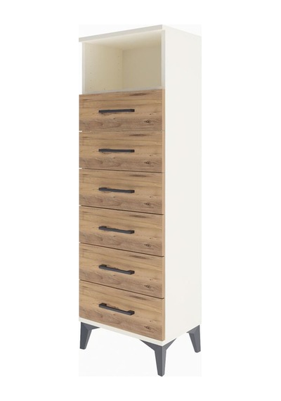 Arges Dolap Tek Raflı 6 Çekmeceli 44x30x134 Aytaşı-çam Aytaşı