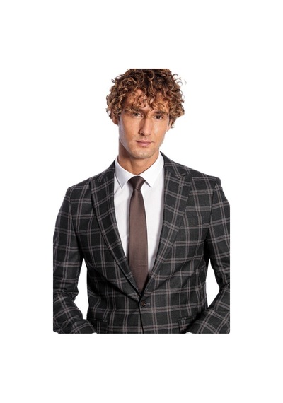 Wessi Slim Fit Sivri Yaka Siyah Erkek Ceket 001
