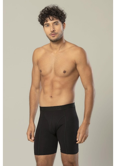 Erdem Siyah Pamuk Elastan Uzun Boxer 1416 Siyah