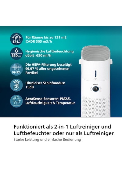 Philips 3000 Serisi 2'si 1 Arada Hava Temizleme Ve Nemlendirme Kombinasyonu 131 M2 Nanoprotect Hepa Ve Karbon Filtre Görünmez Parçacıkların %99,97'sini Giderir, Beyaz Ac3737/10 Philips 3000 Serisi 2'si 1 Arada Hava Temizleme Ve Nemlendirme Kombinasyonu 131 M2 Nanoprotect Hepa Ve Karbon Filtre Görünmez Parçacıkların %99,97'sini Giderir, Beyaz Ac3737/10
