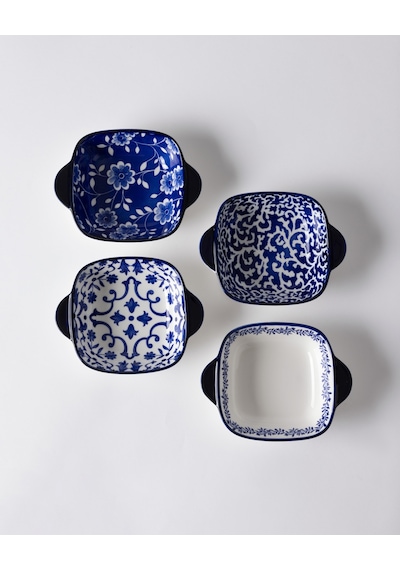Reve Bleu Vista Kare Tabak Seti - 17 Cm - Mavi/beyaz 8684427358450 Çok Renkli