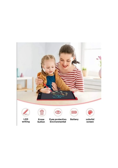 12 Inc Renkli Lcd Grafik Dijital Kalemli Çizim Tableti Yazı Tahta Not Yazma Eğitim Tableti Pembe