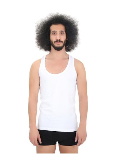 Cnt Erkek Ribana Atlet 6'lı Full Likralı Rambo Sporcu Atlet Beyaz Beyaz