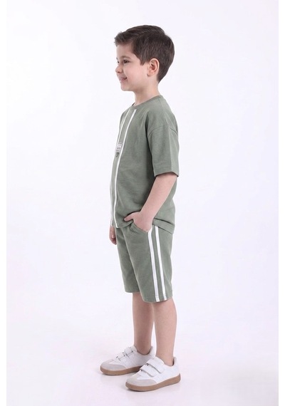 Mnk Baby & Kids Erkek Çocuk Baskılı Oversize Kısa Kollu Şortlu 2li Takım M00843 Yeşil