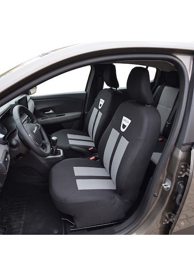 Dacia Sandero Oto Koltuk Kılıfı Stepway Koltuk Kılıfı Dacia Duster Kılıf Gri-Siyah
