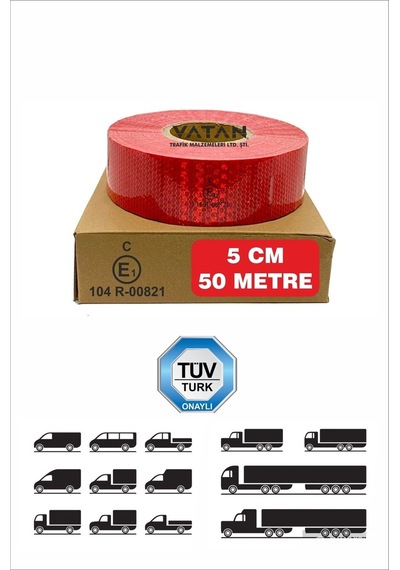 Reflektif Reflektiv Şerit Bant Reflektör 50 Metre Tüvtürk Uyumlu (548480198)