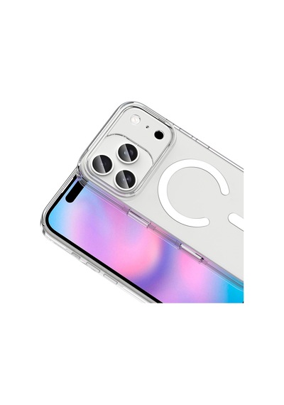 iPhone Uyumlu 17 Pro Kılıf M-safe Şarj Özellikli Kamera Korumalı Effx Kripto Kapak - Şeffaf Şeffaf