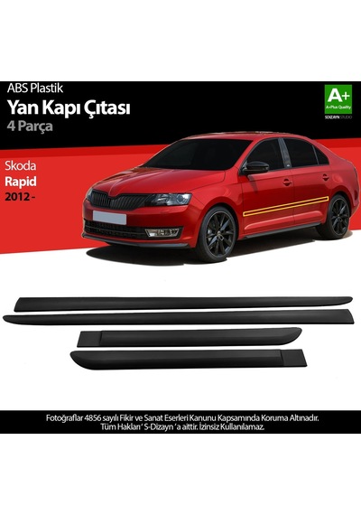 S-dizayn Skoda Rapid Abs Plastik Yan Kapı Koruma Çıtası 2012 Üzeri A+ Kalite