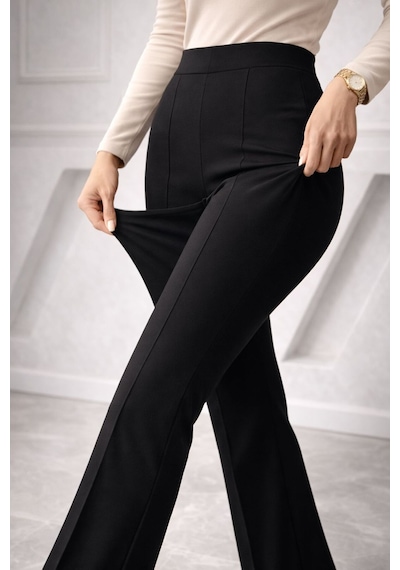 Unika Boutique Trend İspanyol Paça Bel Ve Bacak Bölgesi Toparlayıcı Tayt Pantolon siyah