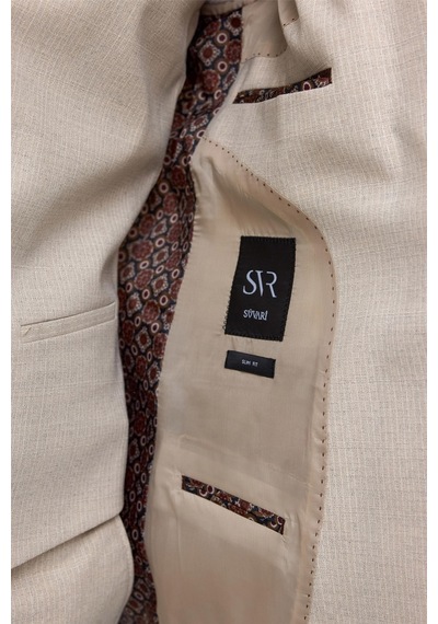 Süvari Ekru Slim Fit Desenli Mono Yaka 6 Drop Yelekli Klasik Takım Elbise Süvari Ekru Slim Fit Desenli Mono Yaka 6 Drop Yelekli Klasik Takım Elbise