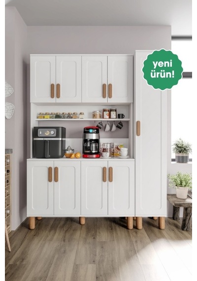 Flora Flr9155 Bohem Kahve Köşesi 9 Kapaklı Mdf Mebran Kapaklı Mutfak Dolabı Çok Amaçlı Dolap Beyaz Flora Flr9155 Bohem Kahve Köşesi 9 Kapaklı Mdf Mebran Kapaklı Mutfak Dolabı Çok Amaçlı Dolap Beyaz