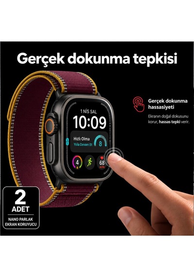 Apple Watch Ultra 4 49mm İle Uyumlu Ekran Koruyucu A3579 Nano Parlak 9h Esnek Cam Çizilmeye Dayanıklı