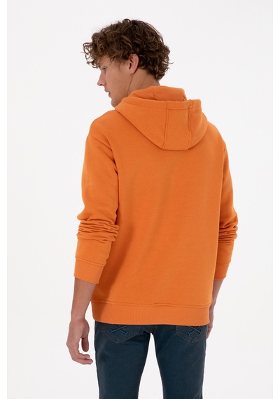 U.S. Polo Assn. Erkek Oversize Fit Kapüşonlu Şardonlu Bakır Basic Sweatshirt 50313782-VR182