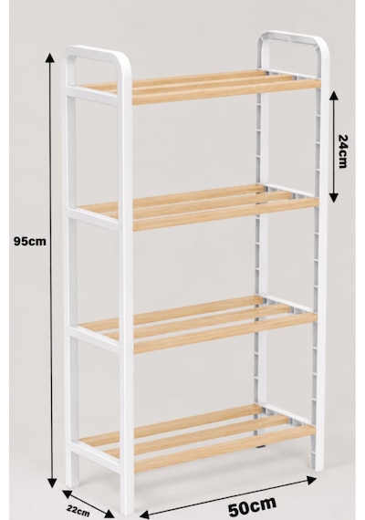4 Katlı Ahşap Ayakkabılık 50 Cm Ahşap Çubuklu 4 Bölmeli Eko Raf Ünitesi Düzenleyici Ahşap - Beyaz 4 Katlı Ahşap Ayakkabılık 50 Cm Ahşap Çubuklu 4 Bölmeli Eko Raf Ünitesi Düzenleyici Ahşap - Beyaz